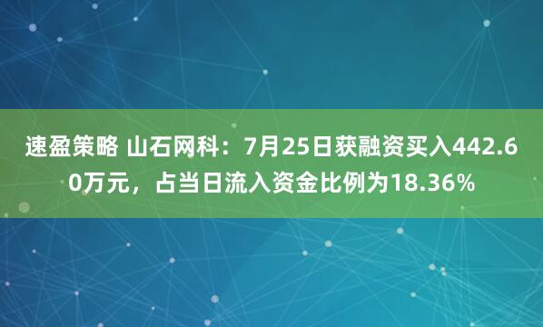 速盈策略 山石网科：7月25日获融资买入442.60万元，占当日流入资金比例为18.36%